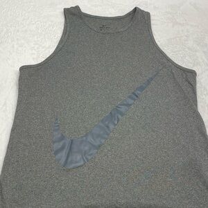 Nike Dri-FIT athletic tank top in gray with a large swoosh logo Women’s Size  M